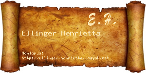 Ellinger Henrietta névjegykártya